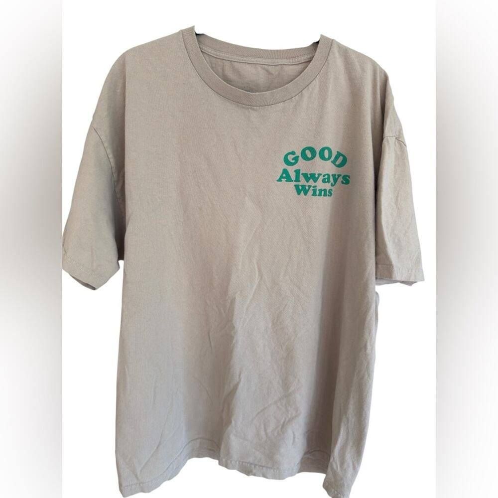 Oversized Graphic Tee 2XL Smiley Face Good Always Wins Neutral Streetwear Unisex